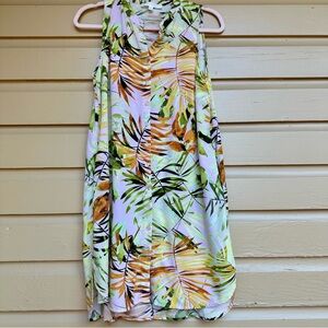 Adyson Parker Dress Pink Sleeveless Palm Print Tropical Size Small